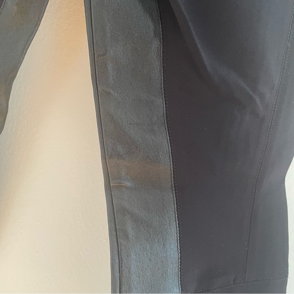 Theory Lamb Leather Trim Black Ponte Riding Leggings Pant - Picture 9 of 14